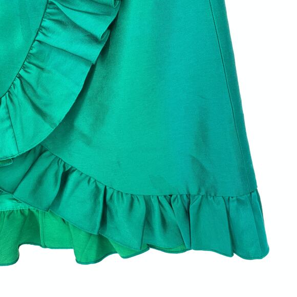 Tibi Dress Women's Apx Sz S Ruffled Halter Mini Sleeveless Solid Green - Picture 6 of 8